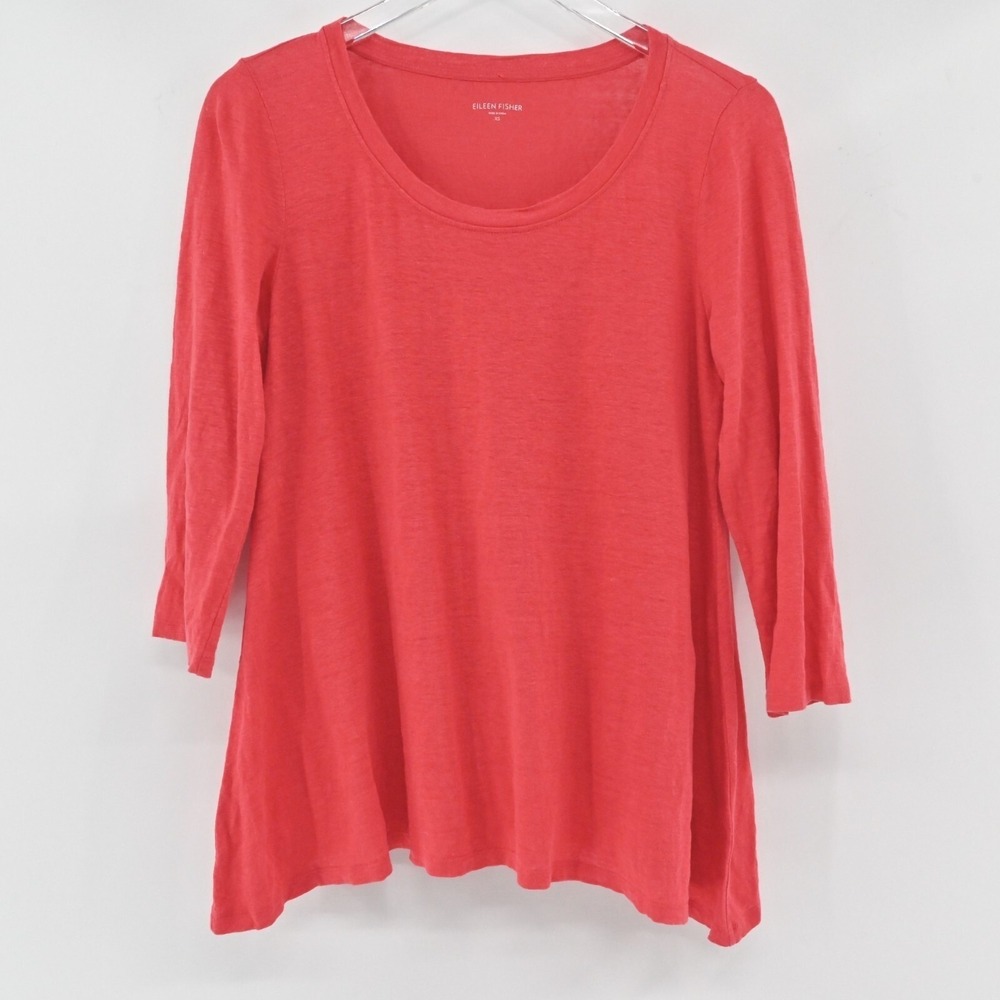 Eileen Fisher‎ Scoop Neck Tunic Womens Size XS Coral Pink Organic Linen Capsule